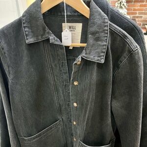 Sezane denim coat in black size small